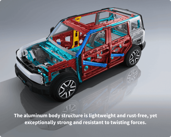 The aluminum body structure is lightweight and rust-free